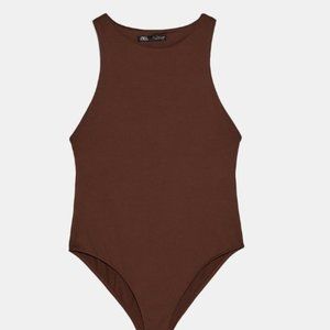 Zara Brown Halterneck Bodysuit - Size Small